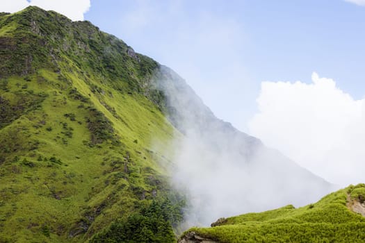 Foggy over the mountain in Hehuanshan