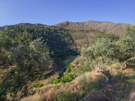 Hurdano River watercourse close to La Huetre, beautiful little village in Las Hurdes Region, Caceres, Extremadura, Spain