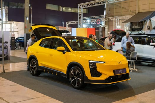 Lisbon, Portugal - May 12, 2023: Aiways U6 coupe electric car on display at ECAR SHOW - Hybrid and Electric Motor Show