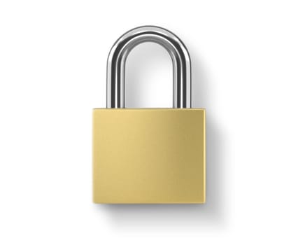 Locked Golden Padlock on the white background.