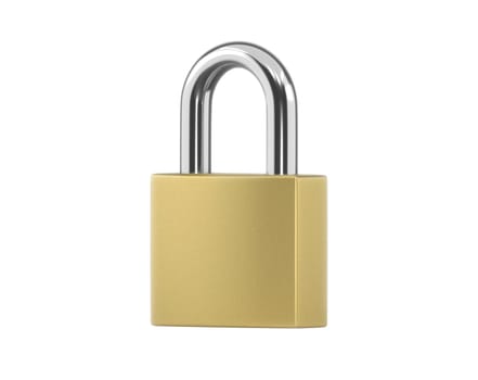 Locked Golden Padlock on the white background.