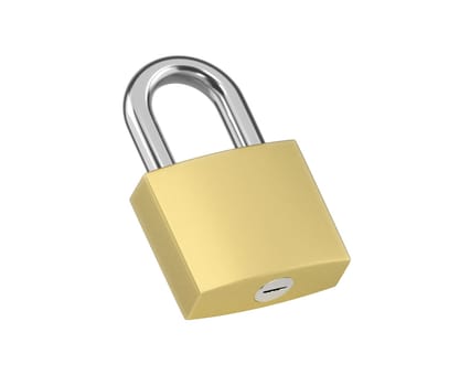 Locked Golden Padlock on the white background.