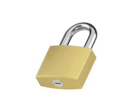 Locked Golden Padlock on the white background.