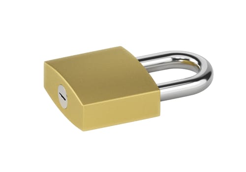 Locked Golden Padlock on the white background.