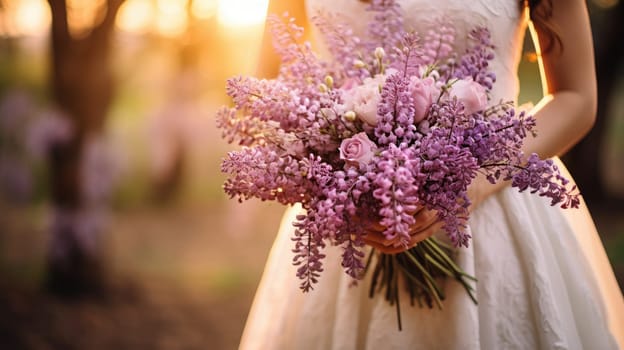 beautiful lavender flower wedding bouquet, ai