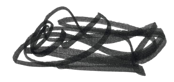 Chaotic lines with black marker, element for designer