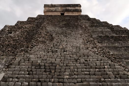 Destroyed stairs on the back of the Chichen Itza Pyramid, Kukulcan Pyramid, El Castillo, The Castle, close to Valladolid, Mexico 2022