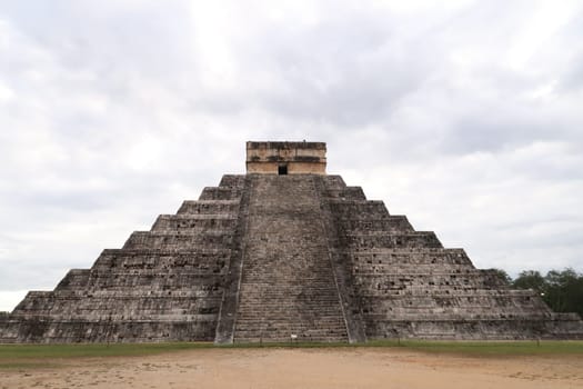 Majestic Kukulcan Pyramid, El Castillo, The Castle from the side, Chichen Itza, Valladolid, Mexico 2022
