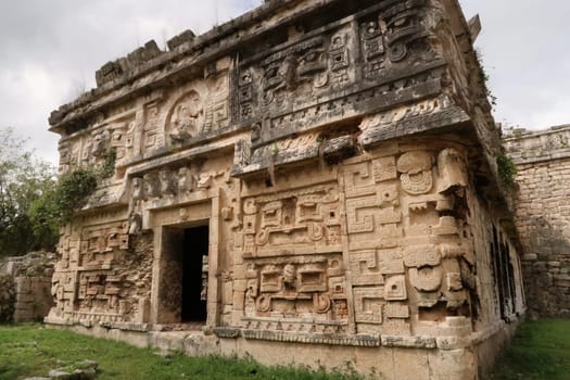 The elaborate facades of The Church, La Iglesia, at Chichen Itza, close to Valladolid, Mexico 2022