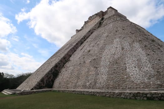 The famous Pyramid of the Magician, Piramide del Advino at Uxmal, close to Merida, Mexico 2022