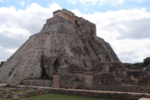 Pyramid of the Magician, Piramide del Advino next to the Cuadrangulo de los Pajaros, Quadrangle of the birds, Uxmal, Merida, Mexico 2022