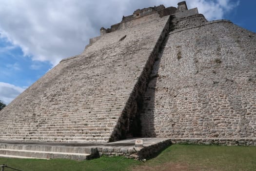 The majestic Pyramid of the Magician, Piramide del Advino at Uxmal, close to Merica, Mexico 2022