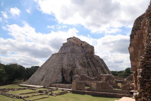 Pyramid of the Magician, Piramide del Advino and Cuadrangulo de los Pajaros, Quadrangle of the birds, Uxmal, Merida, Mexico 2022