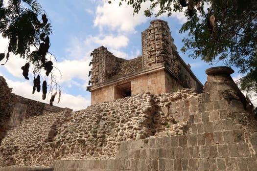 Little temple structure at the entrance to the Cuadrangulo de las Monjas, Quadrangle of the Nuns, Uxmal, Merida, Mexico 2022