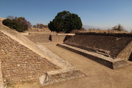 Ball game/ballcourt/ juego de pelota at the archaeological site of Monte Alban, Oaxaca, Mexico 2022