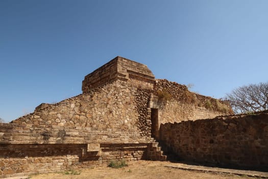 Entrance to a building/temple of the East Group at the archaeological site of Monte Alban, Oaxaca, Mexico 2022