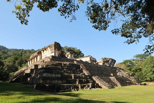 Stair leading up to the Palace/El Palacio at the archaeological site of Palenque, Mexico 2022
