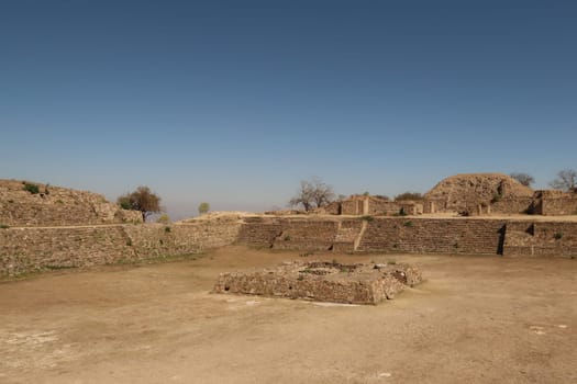 Sunken Patio/Patio Hundido on the North Platform at the archaeological site of Monte Alban, Oaxaca, Mexico 2022