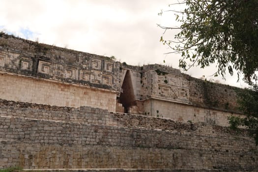 Part of the facade of the Palacio del Gobernador/The Governors Palace at Uxmal, close to Merida, Mexico 2022