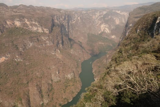 Spectacular view on the Sumidero Canyon/Canon del Sumidero from its view point/mirador/observation deck, Chiapas, Mexico 2022