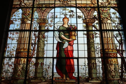 Beautiful colorful stained glass window at Chapultepec Castle/Castillo de Chapultepec, Mexico City 2022