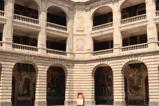 The Secretaria de Educacion Publica/SEP/Secretariat of Public Education, public building filled with Murals/Murales/Paintings of Diego Rivera, Mexico City, 22. April 2022