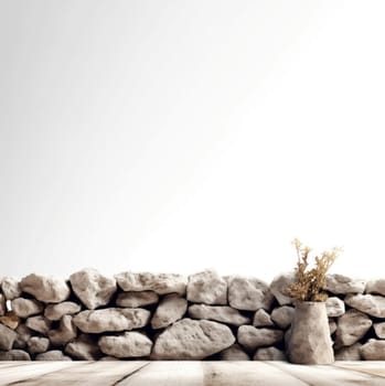 Natural stone wall banner. Gray texture. Generate Ai