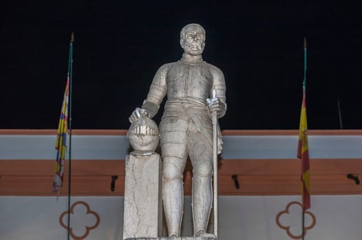 Barcarrota, Spain - oct 14th, 2017: Hernando de Soto statue, Barcarrota, Badajoz, Spain. 16th Century North American explorer