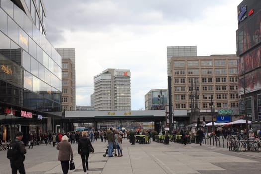 Berlin, Germany April 5, 2018: Alexanderplatz is a large public square and transport hub in the central Mitte district of Berlin. The square is named after the Russian Tsar Alexander I