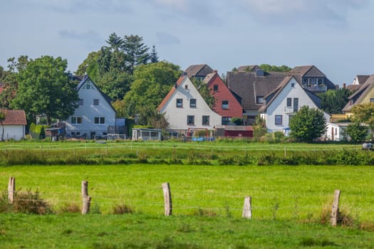 Residential buildings, detached houses, residential buildings, pasture, Osterholz-Scharmbeck, Lower Saxony, Germany, Europe
