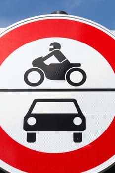 Traffic sign, Passage prohibited for cars and motorcycles, Germany