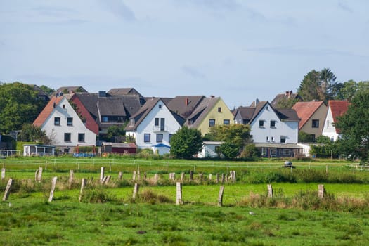 Residential buildings, detached houses, residential buildings, pasture, Osterholz-Scharmbeck, Lower Saxony, Germany, Europe