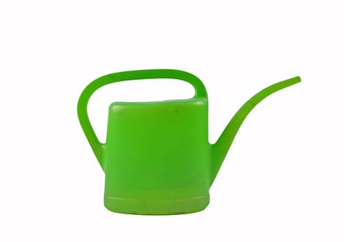 Green watering can isolated on white background
