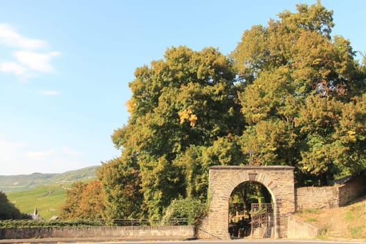 Entrance gate to the cemetery of the Holy Spirit Church, Bernkastel-Kues Germany