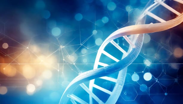 Biochemistry background concept with high tech dna molecule. 3d rendering. AI generated