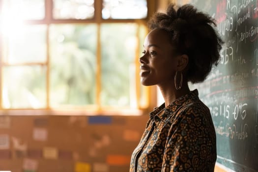 Portrait of female african teacher in a school