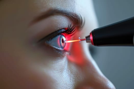 Concept image of eye is treated with an eye laser