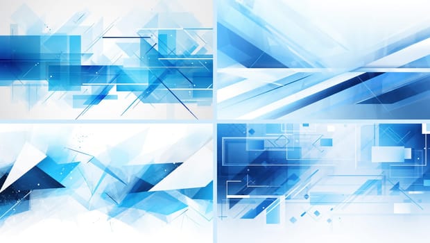 Blue white minimal geometric abstract backgrounds. Generative AI design
