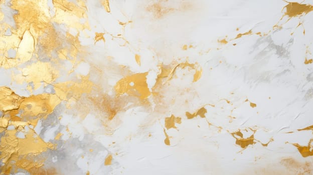 White and golden grunge decorative plaster wall abstract background. Generative AI design