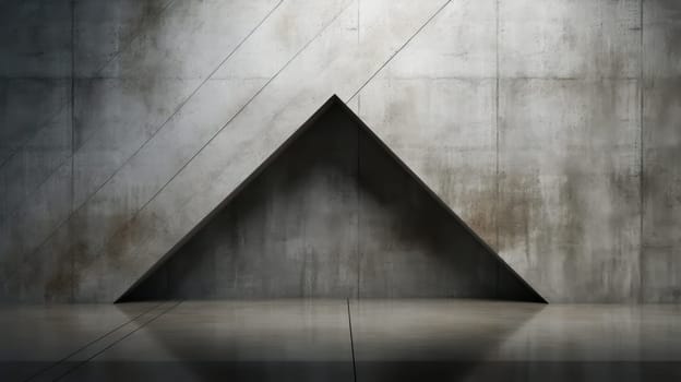 Grey grunge concrete geometric shapes abstract background. Generative AI design