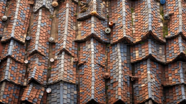 Red terracotta tiled roofs. Generative AI image