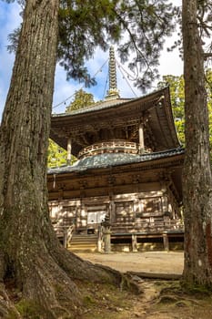 ancient temple in the Danjo Garan complex in the koyasan area