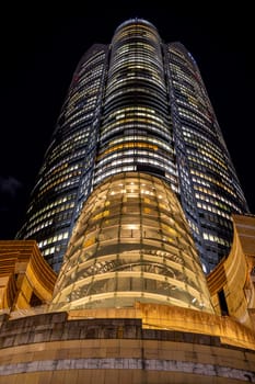 modern skyscraper in the centre of Tokyo, night view