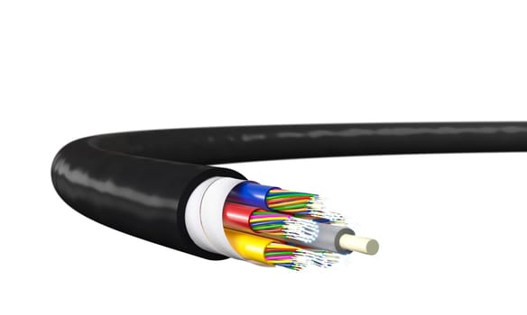 fibre optic cable isolated on white. 3d render