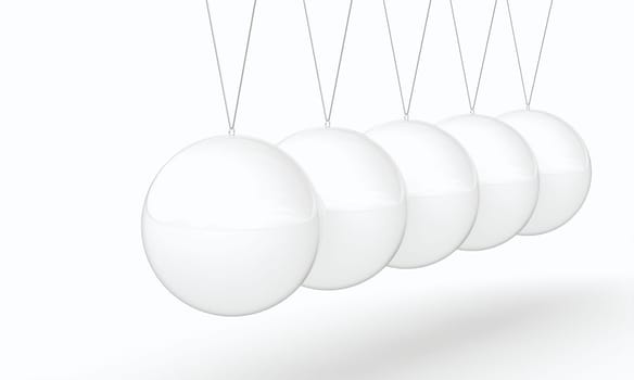 newton cradle white on light background. 3d render