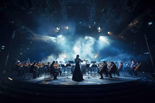 Intergalactic Orchestral Performance under Starlit Sky. High quality photo