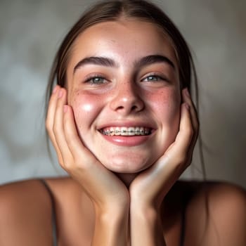 Portrait of a smiling teen girl with braces