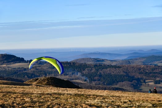 Paragliding on the Wasserkuppe in the Hesse Rhön