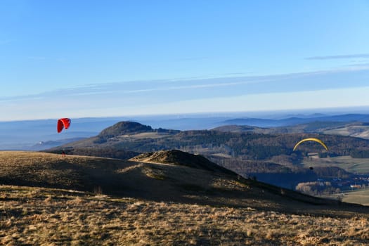 Paragliding on the Wasserkuppe in the Hesse Rhön