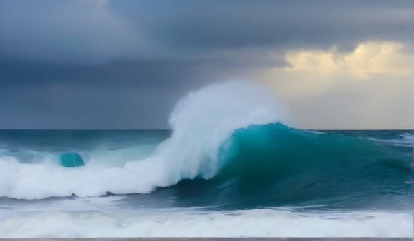 Beautiful sea waves in sunset